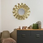 Декор настенный металл с зеркалом "Цветок. Веер" золото 94х94х7 см - фото 12371421