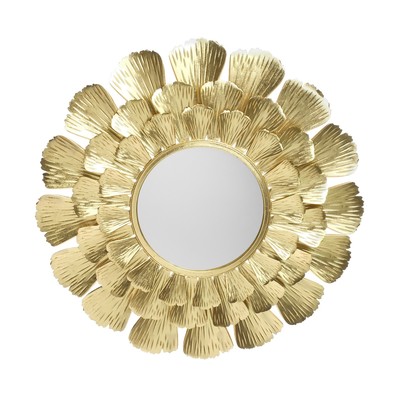 Декор настенный с зеркалом «Цветок. Веер», панно металл под золото, 94×94×7 см