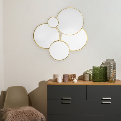 Декор настенный с зеркалом «Зазеркалье», панно металл под золото, 103×103×3.5 см