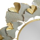 Декор настенный с зеркалом «Цветок из веерных листьев», панно металл, серо-золотой 98.4×98.4×6.4 см - Фото 3