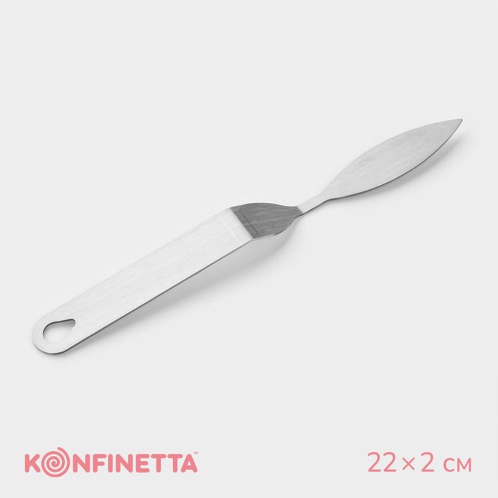 Лопатка кондитерская KONFINETTA, 22×2 см, рабочая часть 8×2 см, серебристая - Фото 1