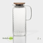 Кувшин для воды BellaTenero «Эко», 2 л, 10.5×25 см, с бамбуковой крышкой, стекло, прозрачный - Фото 1