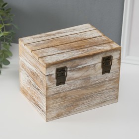 Шкатулка для украшений «Прямоугольная», дерево, выбеленная, 13.6×18×13.6 см
