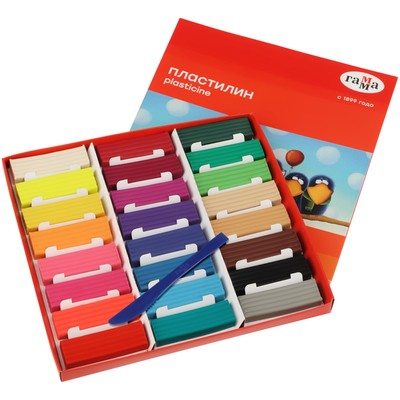 Пластилин «Гамма. Мультики», 24 цвета, 480 г, со стеком, картонная упаковка