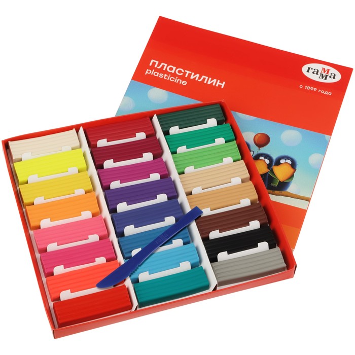 Пластилин «Гамма. Мультики», 24 цвета, 480 г, со стеком, картонная упаковка - Фото 1