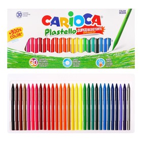 Мелки пластиковые 30 цветов, Carioca "Plastello", яркие цвета, экономичный расход, не пачкаются, круглые, в конверте