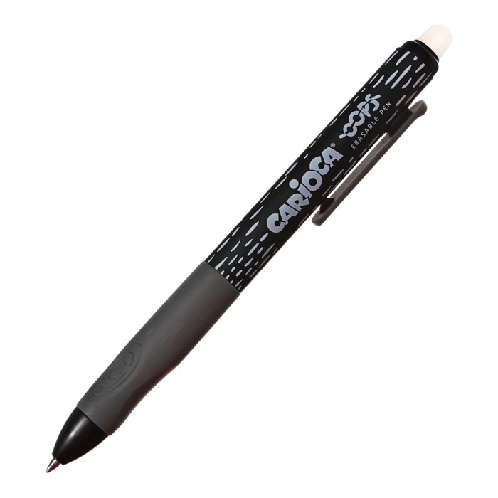 Ручка гелевая автоматическая стираемая, Carioca "OOPS Retractable " узел 0.7 мм, эргономичный держатель с двойным покрытием софт-тач, черная