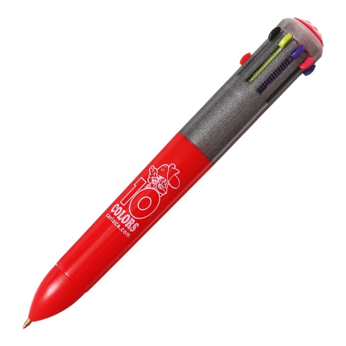 Ручка шариковая автоматическая, 10 цветов, "Carioca", узел 1.0 мм, стандартная палитра, микс