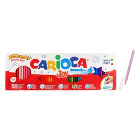 Фломастеры 36 цветов 50 штук, Carioca "Joy", тонкий наконечник, стойкие, легко смываемые и нетоксичные чернила, картонный пенал