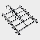 Вешалки для брюк и юбок, с зажимами, 5 шт., 26×13 см, чёрная - Фото 2