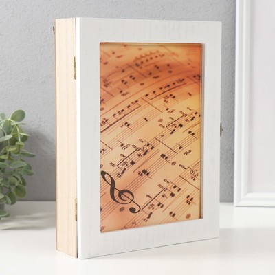 Ключница настенная «Ноты», дерево, 6 крючков, 26×20.3×5.5 см