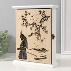 Ключница настенная «Сакура и самурай», дерево, 6 крючков, 26.5×20.8×6.3 см - Фото 3