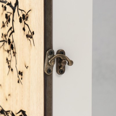 Ключница настенная «Сакура и самурай», дерево, 6 крючков, 26.5×20.8×6.3 см