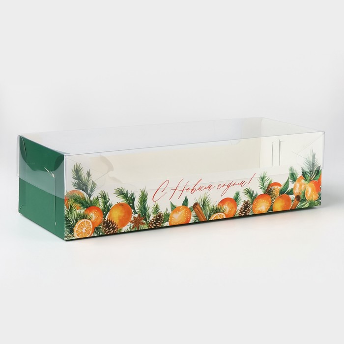 Коробка для кондитерских изделий с PVC крышкой «Тепла и Уюта», 30 х 8 х 11 см, Новый год - Фото 1