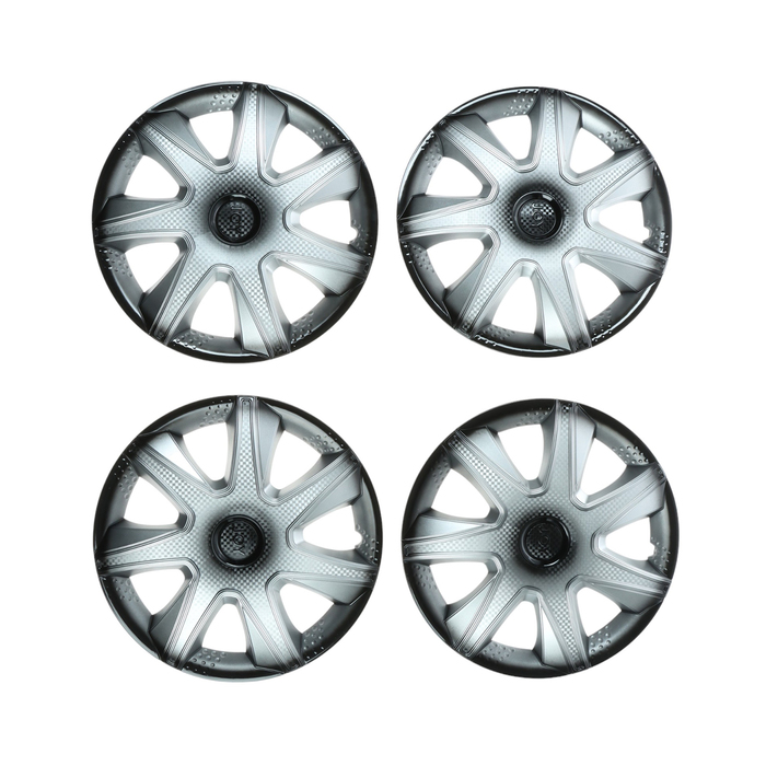 

Колпаки колесные R15 "ДЖОЙ ", серебристо-черный, карбон, набор 4 шт