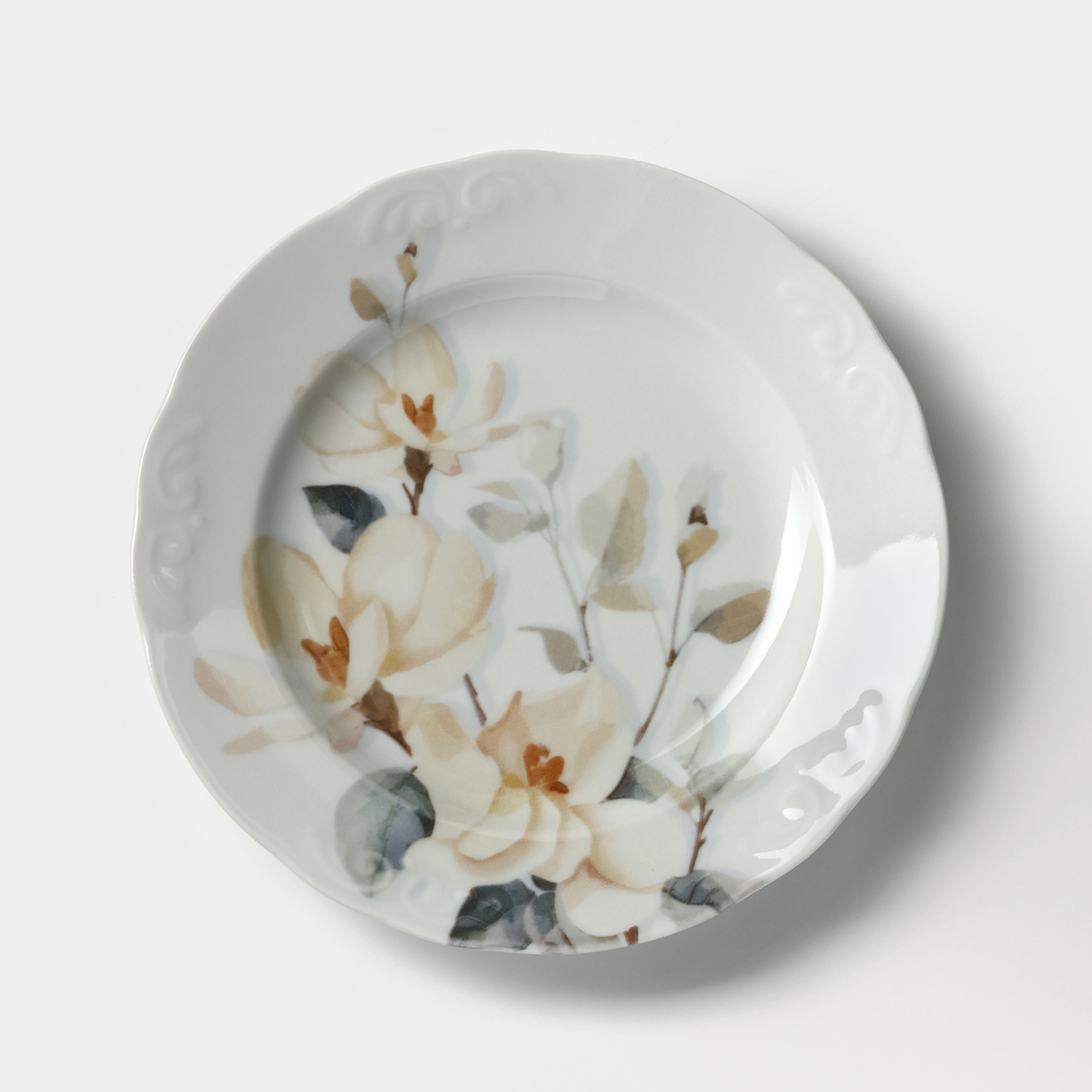 Тарелка фарфоровая «Белый шиповник», d=24 см Тарелка фарфоровая «Белый шиповник», d=24 см