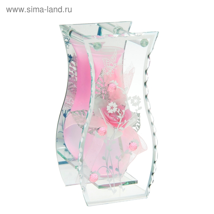 ваза стекло Калипсо 19,5*10 см хризантемы МИКС - Фото 1