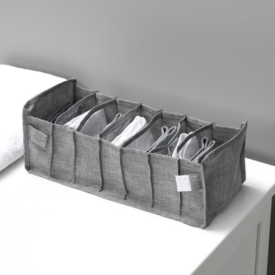 Органайзер для хранения белья Доляна, 7 ячеек, 35×15×13 см, серый