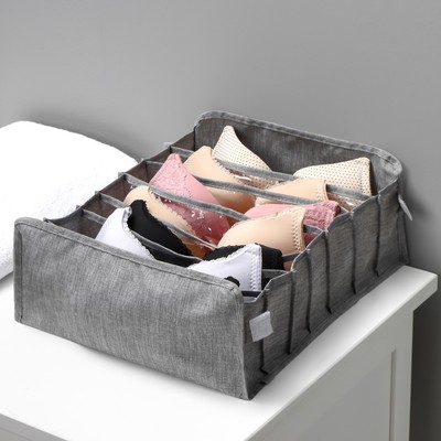 Органайзер для хранения белья Доляна, 7 ячеек, 35×30×13 см, серый