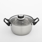 УЦЕНКА Кастрюля из нержавеющей стали Доляна «Чёрная ночь», 1,5 л, с крышкой - Фото 1