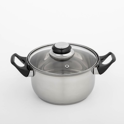 УЦЕНКА Кастрюля из нержавеющей стали Доляна «Чёрная ночь», 1,5 л, с крышкой