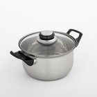 УЦЕНКА Кастрюля из нержавеющей стали Доляна «Чёрная ночь», 1,5 л, с крышкой - Фото 2