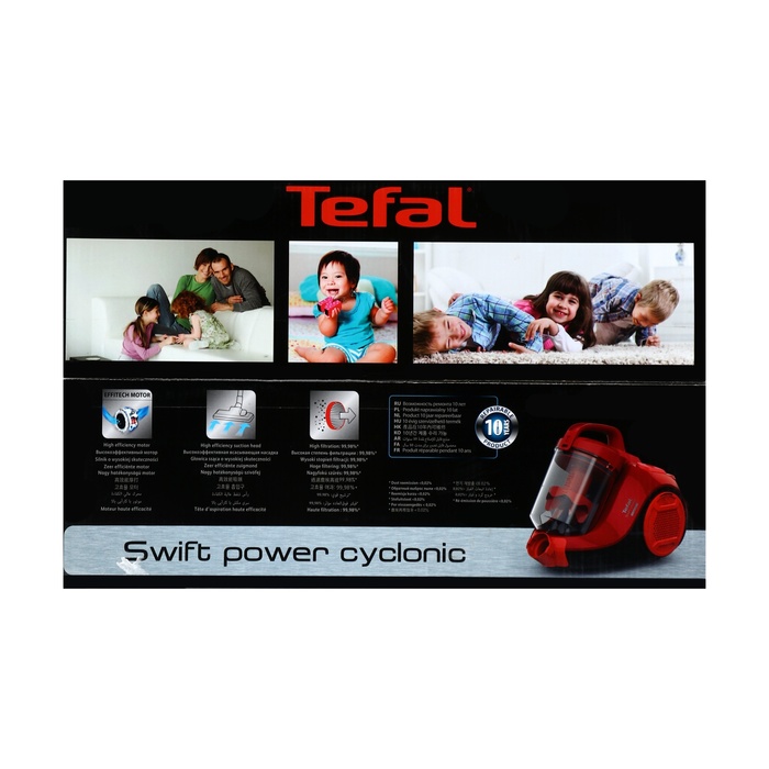 Пылесос Tefal TW2913EA, 750 Вт, сухая уборка, 1.2 л, красный - фото 51583325