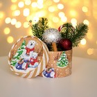 Коробка подарочная новогодняя для макарун тубус без окна «Мишки», 12×8 см - Фото 2