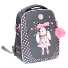 Ранец каркасный, 36 х 29 х 18 см, Grizzly, + брелок, из плюша и меха, серый - фото 24570591