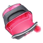 Ранец каркасный, 36 х 29 х 18 см, Grizzly, + брелок, из плюша и меха, серый - фото 24570596