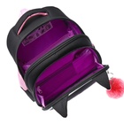 Ранец каркасный, 36 х 28 х 20 см, Grizzly, с пайетками, + брелок, чёрный - фото 24557325