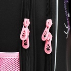 Ранец каркасный, 36 х 28 х 20 см, Grizzly, с пайетками, + брелок, чёрный - фото 24557326