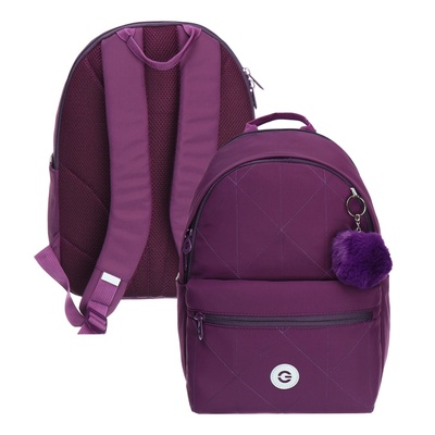 Рюкзак молодёжный 38 х 27 х 13 см, Grizzly, отделение для ноутбука, чёрный/фиолетовый