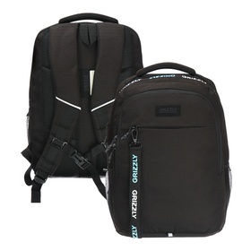 Рюкзак молодёжный 42 х 31 х 22 см, Grizzly, эргономичная спинка, отделение для ноутбука, чёрный