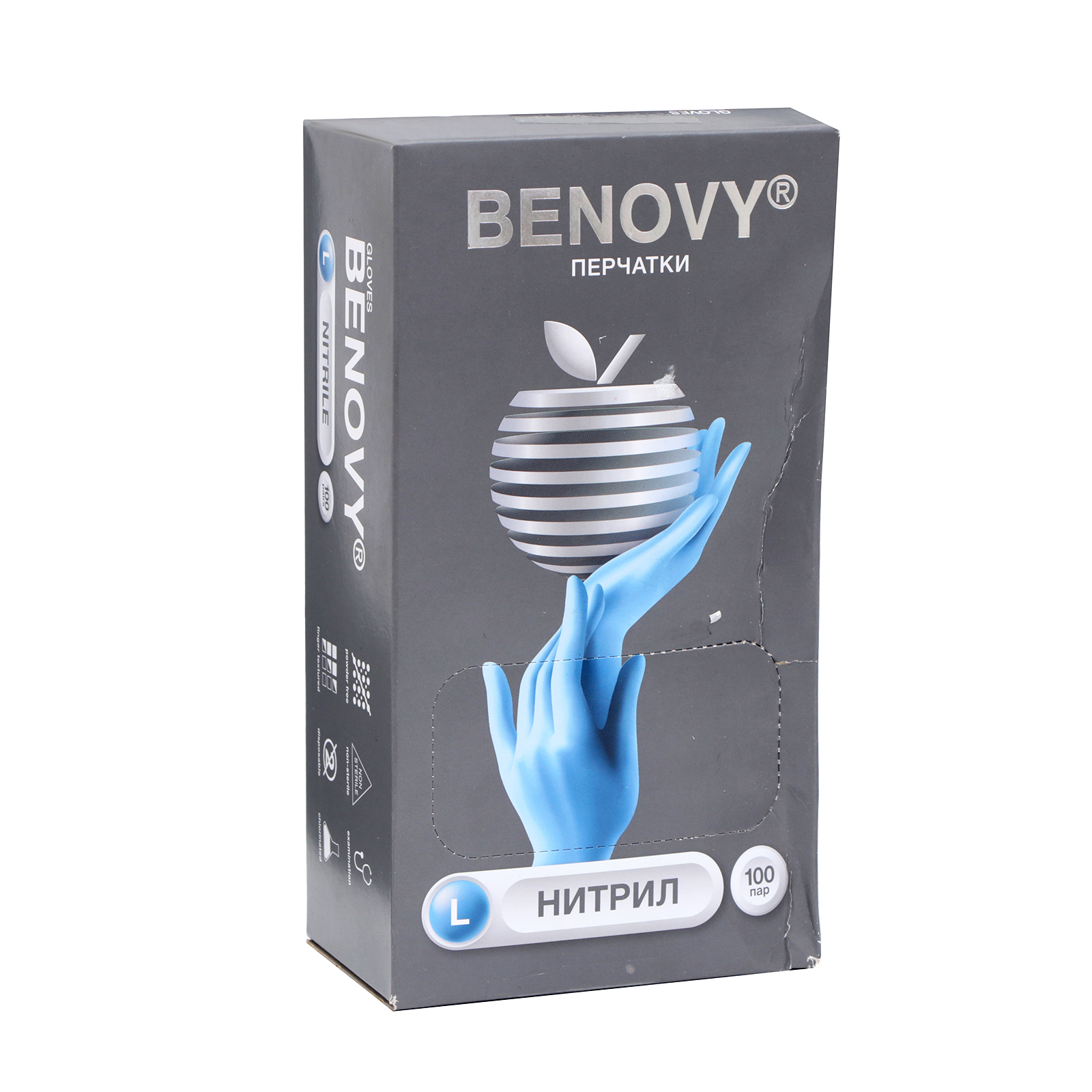 Перчатки Benovy нитриловые медицинские голубые L 3,0 гр 100 пар. цена ...