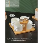 УЦЕНКА Набор кружек керамический на подставке из бамбука BellaTenero, 8 предметов: 4 кружки 150 мл, 4 ложки, цвет белый - Фото 2