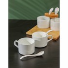 УЦЕНКА Набор кружек керамический на подставке из бамбука BellaTenero, 8 предметов: 4 кружки 150 мл, 4 ложки, цвет белый - Фото 6