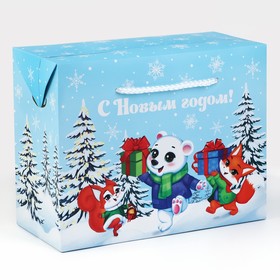 Пакет - коробка «С Новым годом», животные, 23 х 18 х 11 см, Новый год