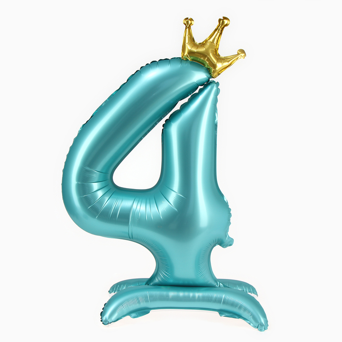 Воздушный шар фольгированный 42" «Цифра 4 с короной», на подставке - Фото 1