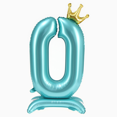 Воздушный шар фольгированный 42" «Цифра 0 с короной», на подставке