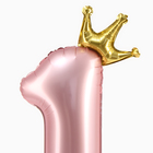 Воздушный шар фольгированный 42" «Цифра 1 с короной», на подставке - Фото 2