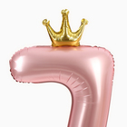 Шар фольгированный 42" «Цифра 7 с короной» на подставке, цвет розовый - Фото 2