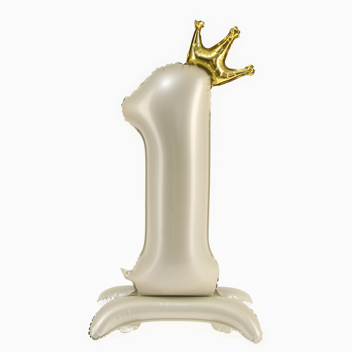 Шар воздушный фольгированный 42" «Цифра 1 с короной» на подставке - Фото 1