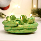 Подсвечник "Змея на чаше" зеленый с позолотой, 4х10см - фото 321747265