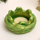 Подсвечник "Змея на чаше" зеленый с позолотой, 4х10см - Фото 3