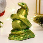 Фигура "Змея на камне" зеленый с позолотой, 9х7х5см - фото 321747280