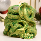 Подсвечник "Змея на черепе" зеленый с позолотой, 11х10х8см - фото 321747314