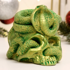 Подсвечник "Змея на черепе" зеленый с позолотой, 11х10х8см - Фото 2