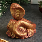 Фигура "Змея на деньгах с бочкой" бордовый с позолотой, 6х6х5см - Фото 4