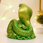 Фигура "Змея на деньгах с бочкой" зеленый с позолотой, 6х6х5см - Фото 3
